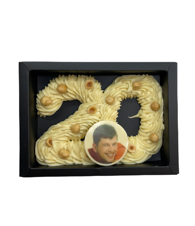 Chocolade spuitcijfer dubbel met foto