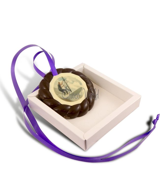 Chocolade examen medaille met foto