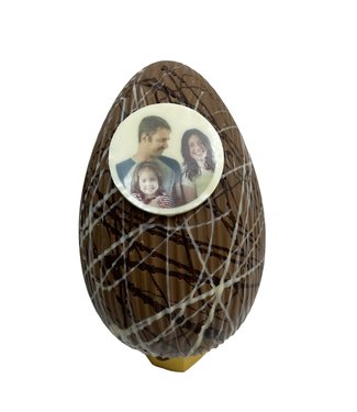 Chocolade paasei groot art deco met foto