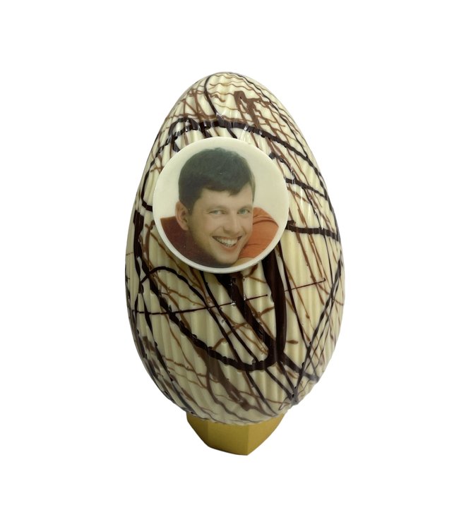 Chocolade paasei groot art deco met foto