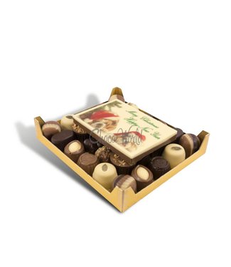 Slagroom Bonbons Assorti Klein met Chocolade Kerstkaart