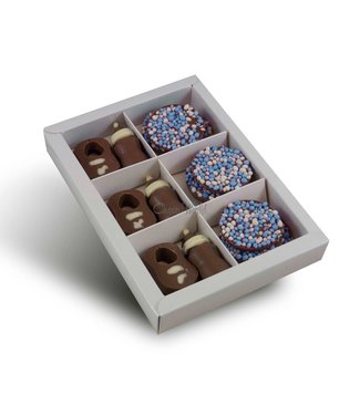 Tutteflesje/slabbetjes met geboorte flikken blauw