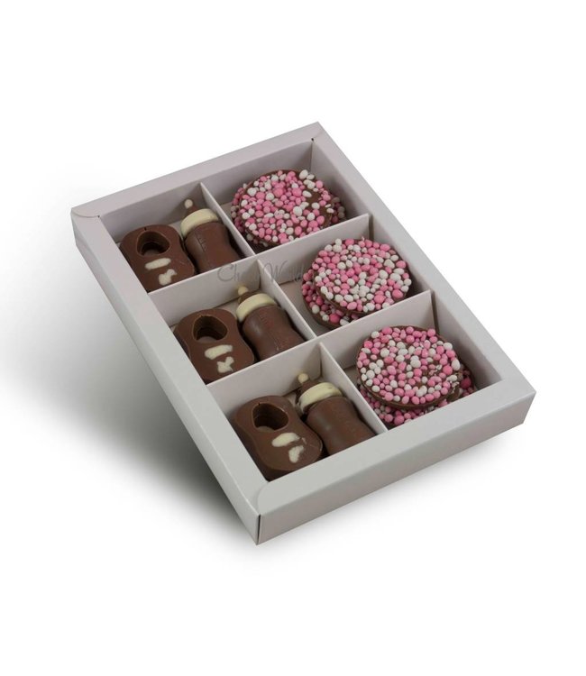 Chocolade tut & slabbetjes met roze flikken