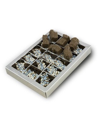 Chocolade dieren met blauwe muisjes