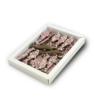Chocolade dolfijntjes met roze muisjes