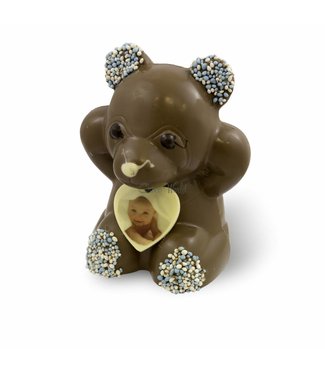 Chocolade beer met foto & blauwe muisjes