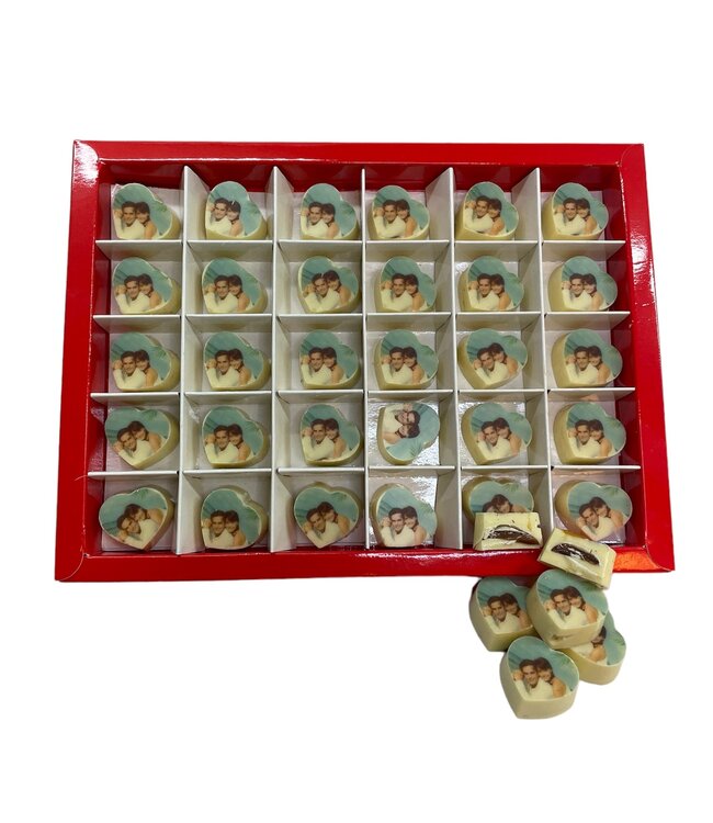 Chocolade bonbon hartjes met foto