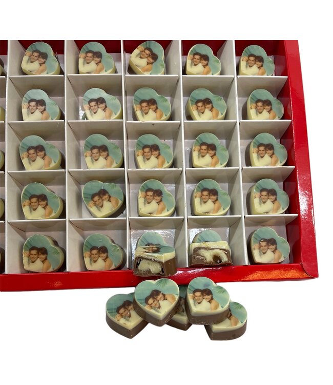 Chocolade bonbon hartjes met foto