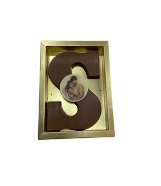 Chocolade letter S met foto of logo