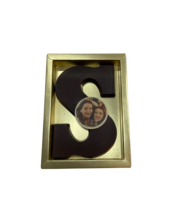 Chocolade letter S met foto of logo