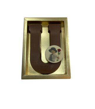 Chocolade letter U met foto of logo