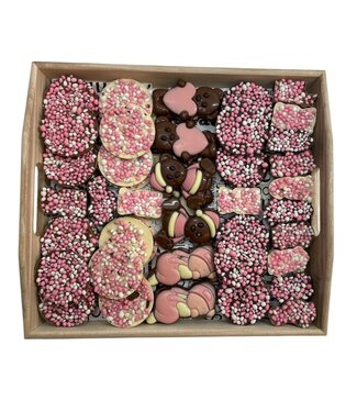 Chocolade geboorte assortiment roze