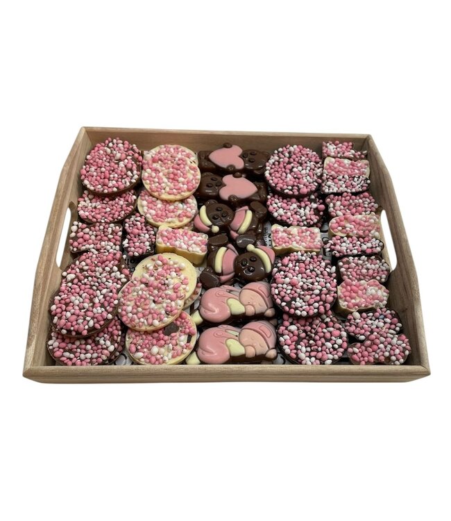 Chocolade geboorte assortiment roze