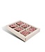 Chocolade geboorte flikken met roze muisjes
