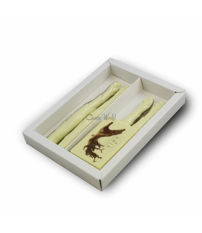 Chocolade asperge gevuld met foto logo