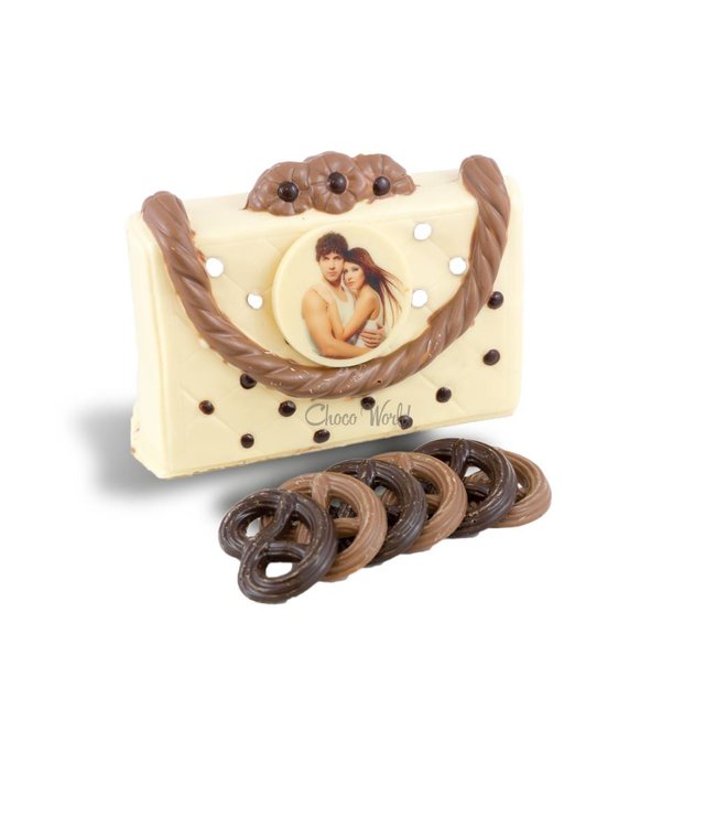 Chocolade handtas met foto rondje
