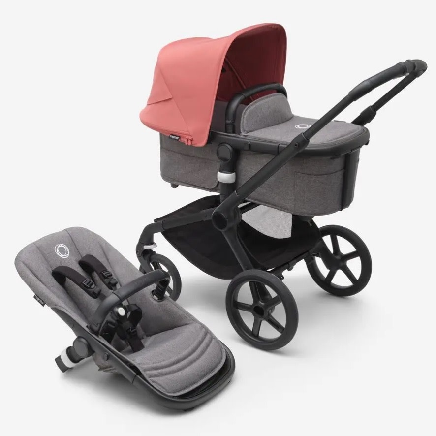 Bugaboo Bugaboo Fox 5 wieg /stoel Sunrise red zonnekap, grey mélange bekleding, black onderstel