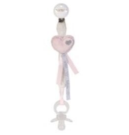 BamBam BAMBAM Pacifier Clip Heart roze stof