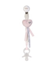 BamBam BAMBAM Pacifier Clip Heart roze stof