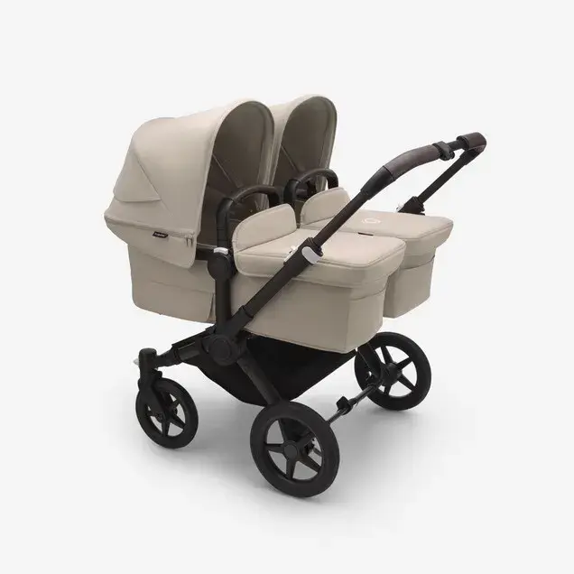 Bugaboo Bugaboo Donkey 5 Twin Desert Taupe zonnekap, Desert Taupe bekleding, black onderstel