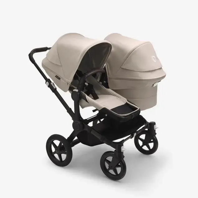 Bugaboo Bugaboo Donkey 5 Duo Desert Taupe zonnekap, Desert Taupe bekleding, black onderstel