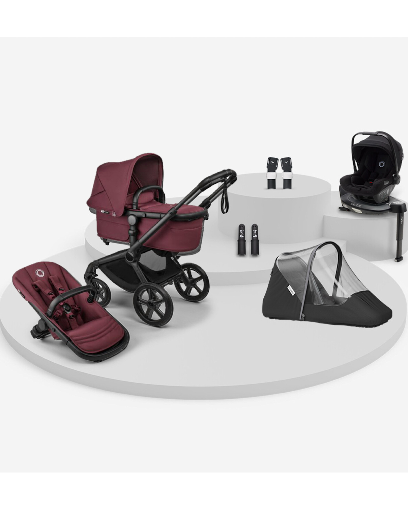 Bugaboo Bugaboo Fox 5 *Renew  BUNDEL Dark cherry red & black onderstel