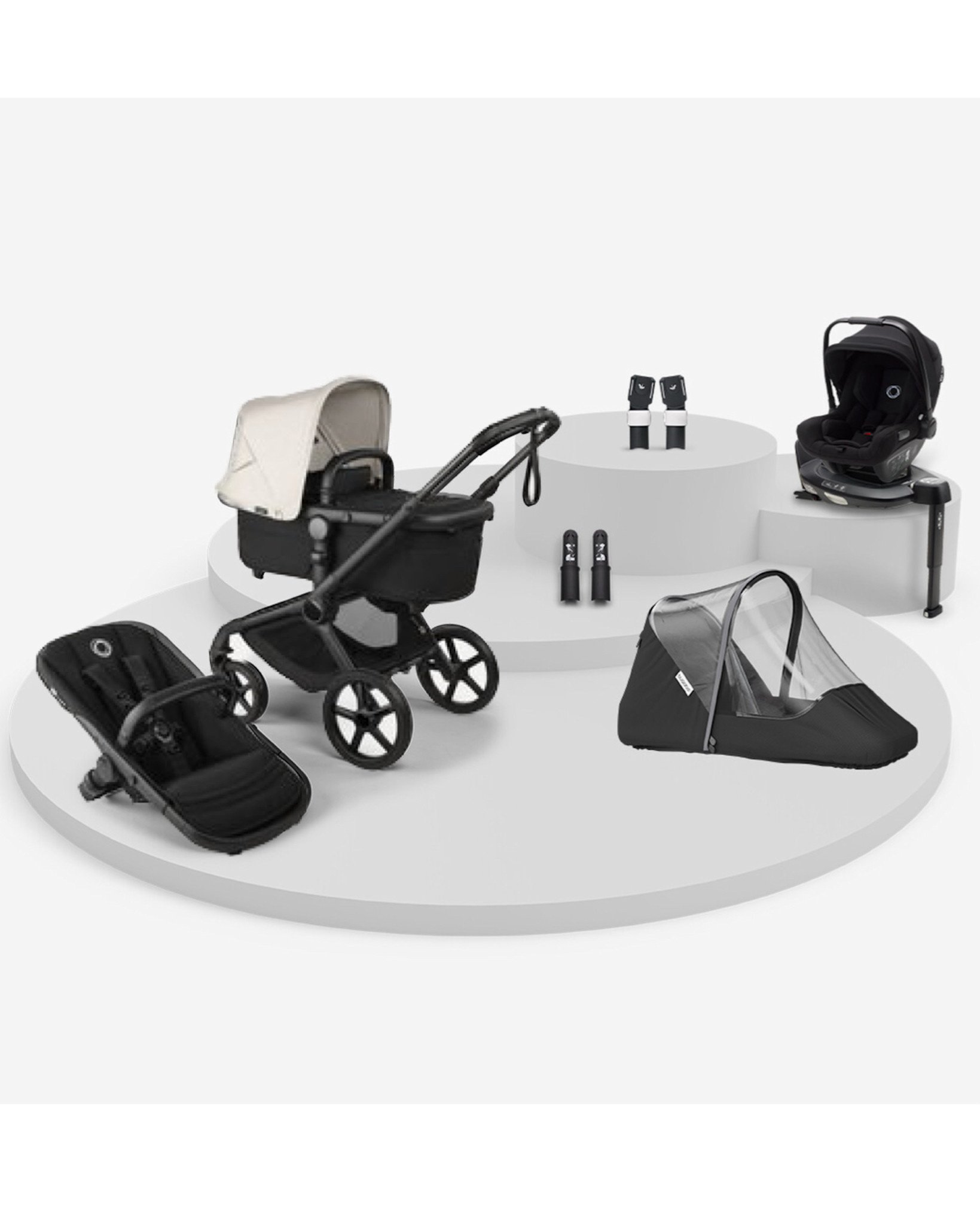 Bugaboo Bugaboo Fox 5  *Renew  BUNDEL  Misty  white zonnekap, black  bekleding, black onderstel