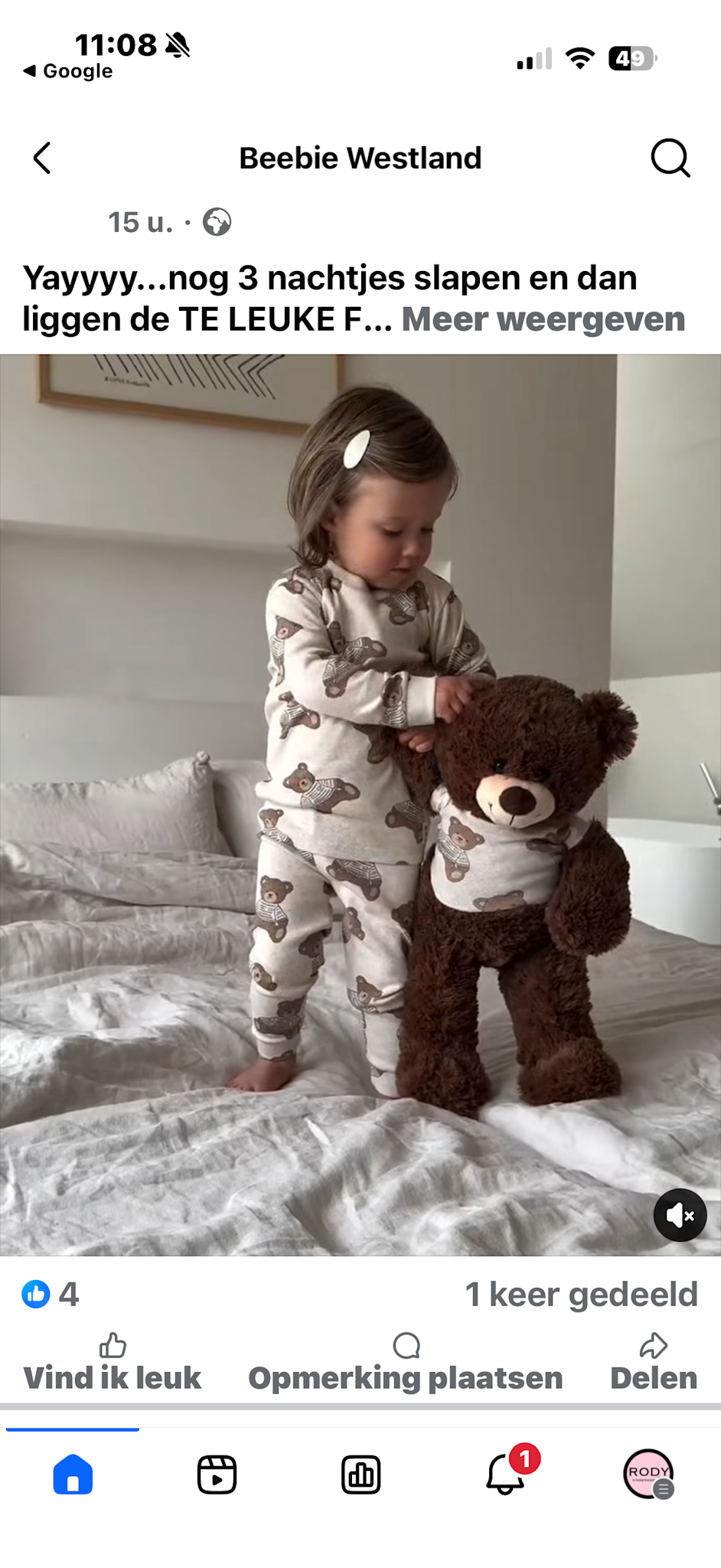 Feetje Feetje 50500088  Pyjama  teddy bear