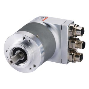 Kübler Sendix 8.5868.2132.3112 absolute multiturn encoder, Ø58mm synchronous flange IP65, Ø6x10mm shaft, Profibus DP V0 / profile V1.1 10-30VDC, max. 16 bit ST / 12bit MT, 3xM12-4pin connector, without set button