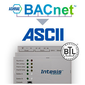 Intesis BACnet IP & MS/TP naar ASCII IP & serieel gateway, IN7004851000000- 100 data punten