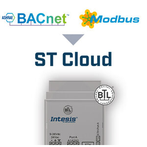 Intesis BACnet MS/TP of IP of Modbus RTU en TCP naar ST Cloud Control Gateway INSTCMBG0040000 4 apparaten