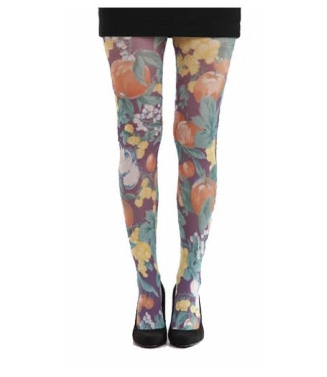 Abstract fruit printed tights