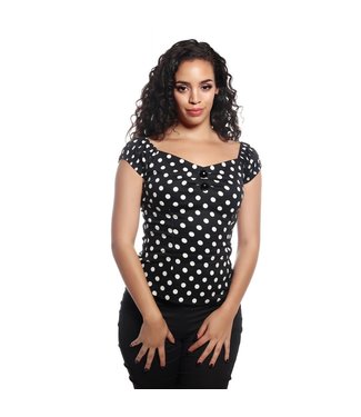 Collectif Dolores Top Polka Dot Black