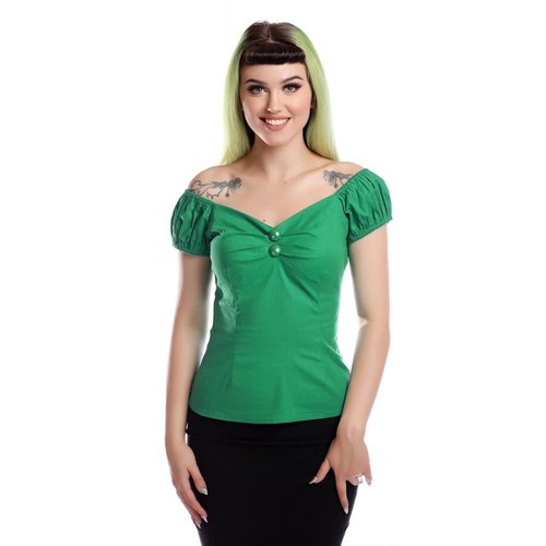 Collectif Dolores Vintage Plain Top Green Collectif Dolores Vintage Plain Top Green