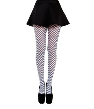 Pamela Mann Gingham Check Printed Tights Black & White