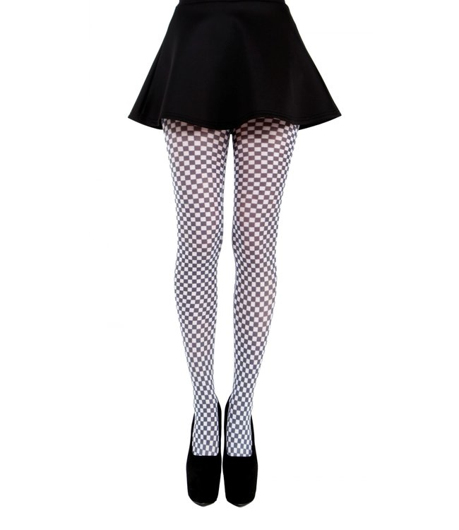 Gingham Check Printed Tights Black & White