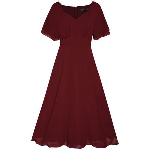 Dolly & Dotty Meredith Chiffon Dress in Burgundy Dolly & Dotty Meredith Chiffon Dress in Burgundy