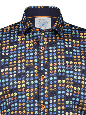 A Fish Named Fred Hippie Glasses shirt Navy short sleeves