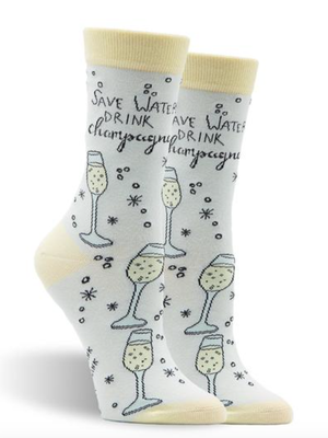 Patches and Pins Drink Champagne Women Socks