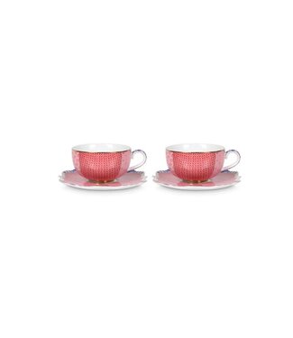 Pip studio Set/2 Espresso Cups & Saucers Royal Pink 125ml