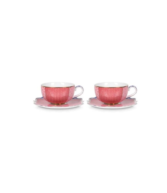 Set/2 Espresso Cups & Saucers Royal Pink 125ml