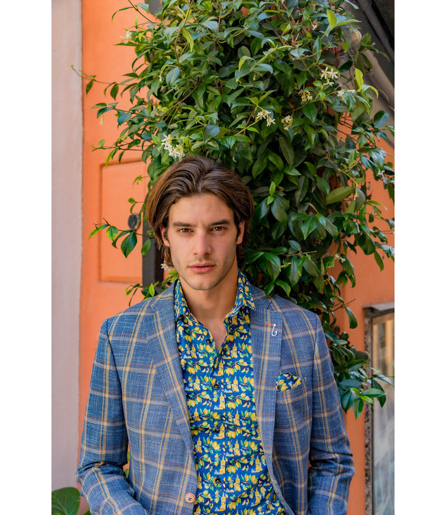 Blazer navy yellow big check