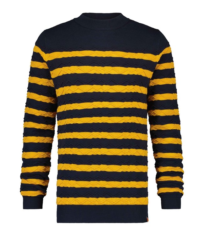 Striped mountain knit navy / yellow