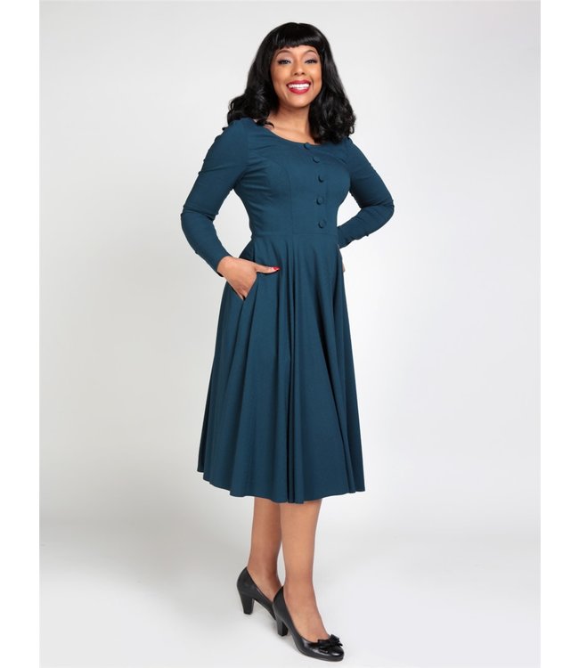 Collectif Edith Swing Dress - Teal