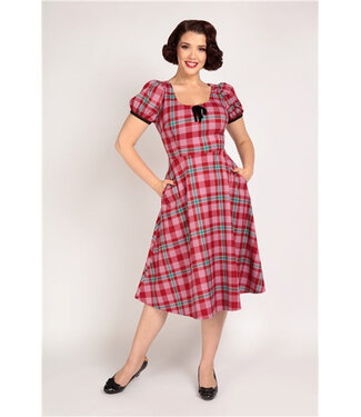 Collectif Leanne Winterberry Check Swing Dress