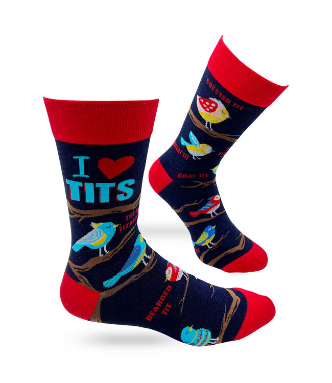 I heart tits men's socks