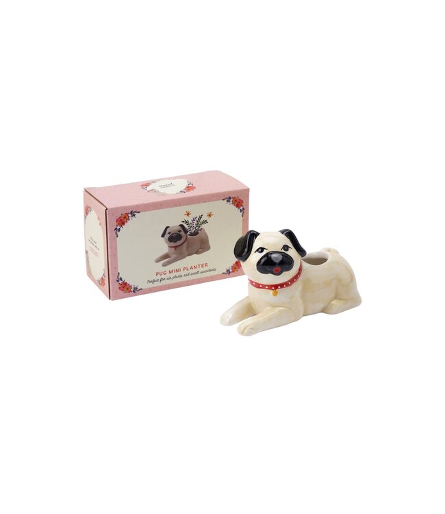Floral Prints Pug Mini Planter