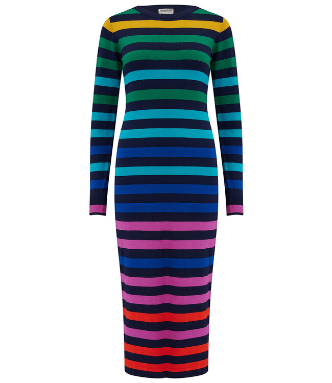 Liselle Knit Dress - staggered rainbow