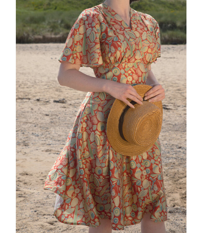Rita Long-sleeve - Dark Coral Shells Dress
