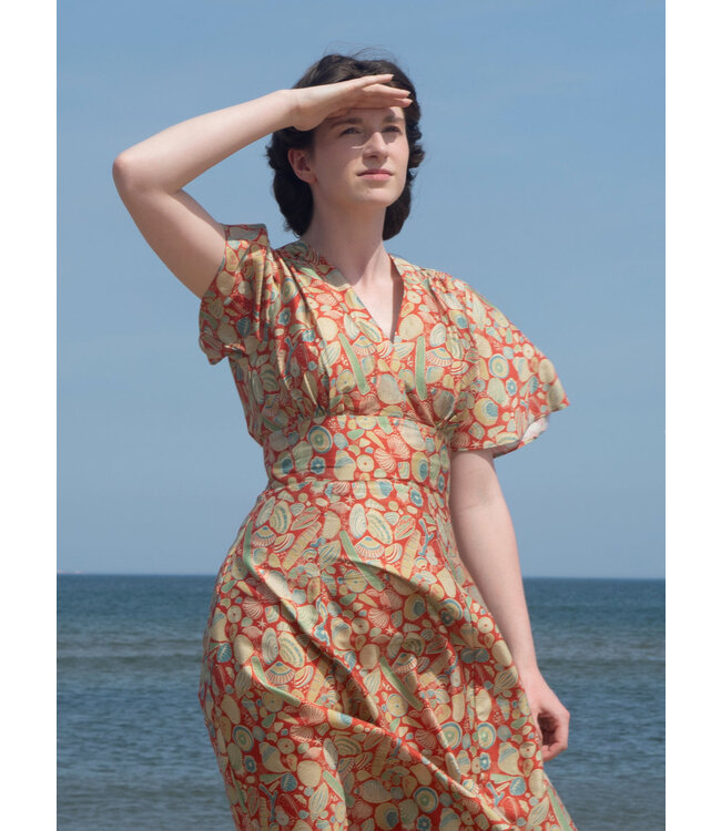 Rita Long-sleeve - Dark Coral Shells Dress